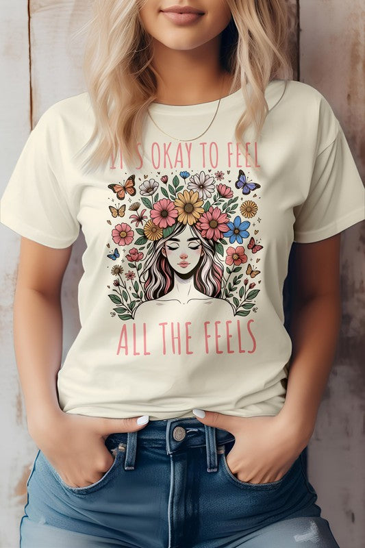 It's Okay to Feel, All the Feels, Boho Graphic Tee - Beautifeye Boutique