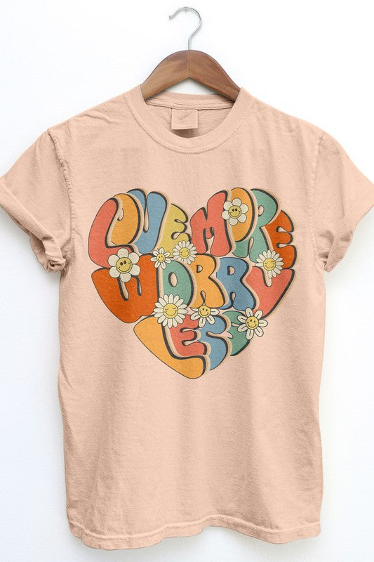 Love More Worry Less, Retro Garment Dye Tee - Beautifeye Boutique