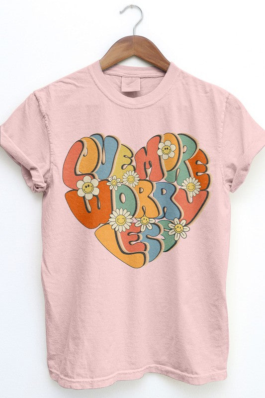 Love More Worry Less, Retro Garment Dye Tee - Beautifeye Boutique