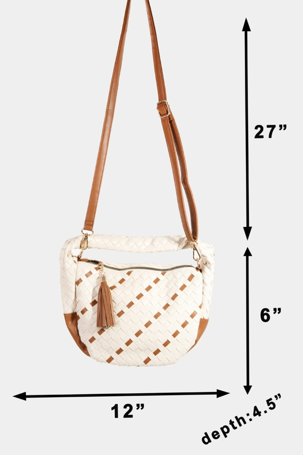 Fame Tassel Detail Weave Semi Circle Bag - Beautifeye Boutique