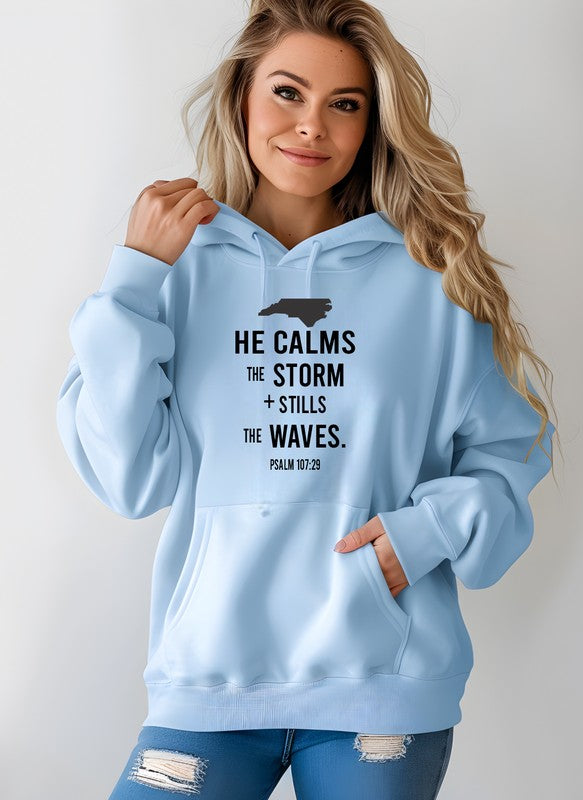 North Carolina He Calms the Storm Graphic Hoodie - Beautifeye Boutique