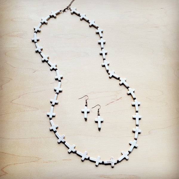 White Turquoise Cross Earrings - Beautifeye Boutique