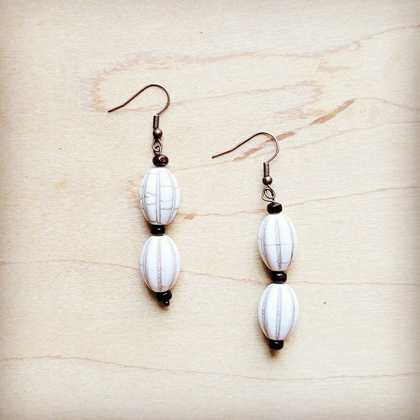 White Turquoise Melon Bead Earrings - Beautifeye Boutique