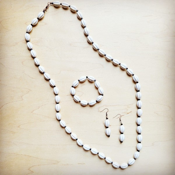 White Turquoise Melon Bead Earrings - Beautifeye Boutique