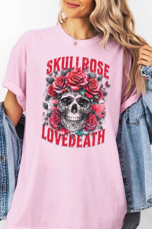Skull Rose Design Halloween, Garment Dye Tee - Beautifeye Boutique