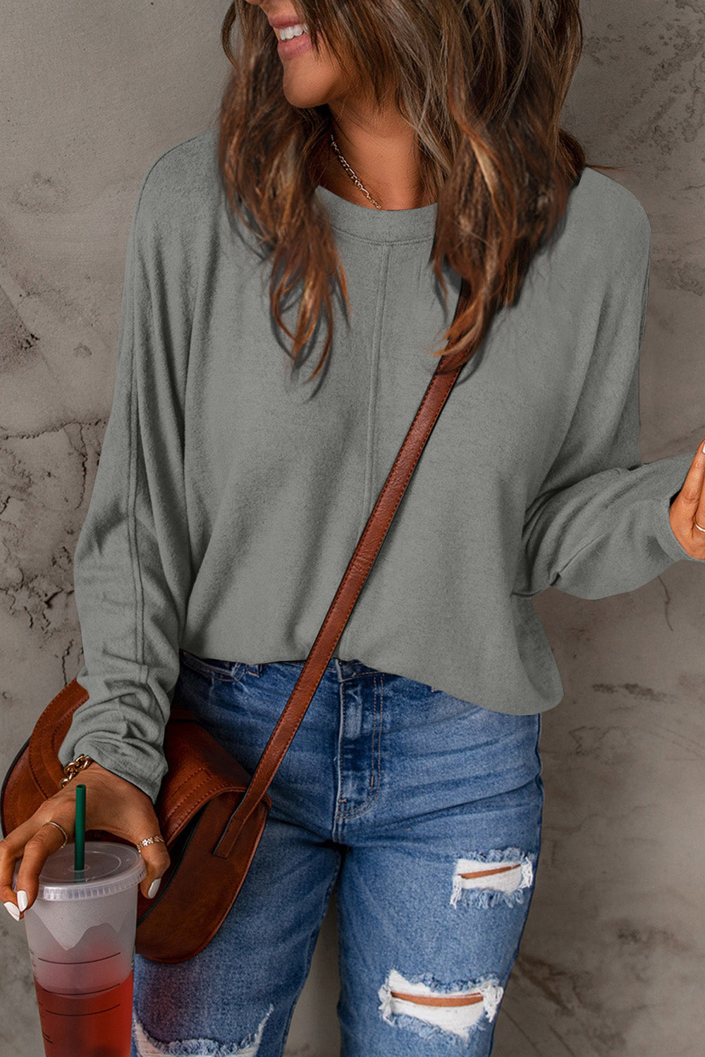 Double Take Full Size Round Neck Long Sleeve T-Shirt - Beautifeye Boutique