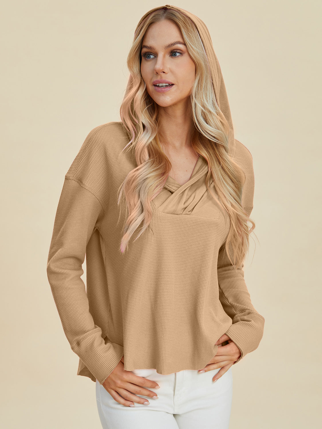 Double Take All Seasons High-Low Long Sleeve Hoodie - Beautifeye Boutique