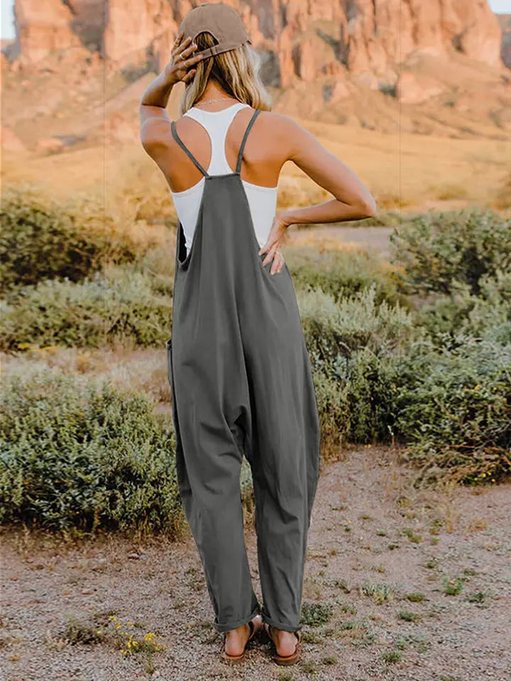 Double Take Full Size Sleeveless V-Neck Pocketed Jumpsuit - Beautifeye Boutique