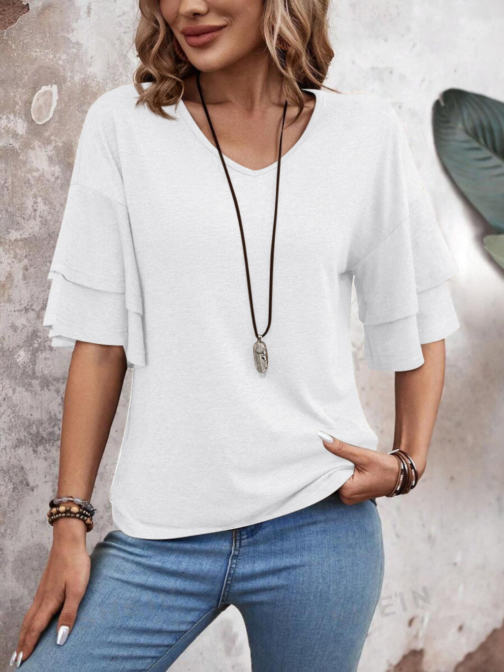 V-Neck Half Sleeve Blouse - Beautifeye Boutique