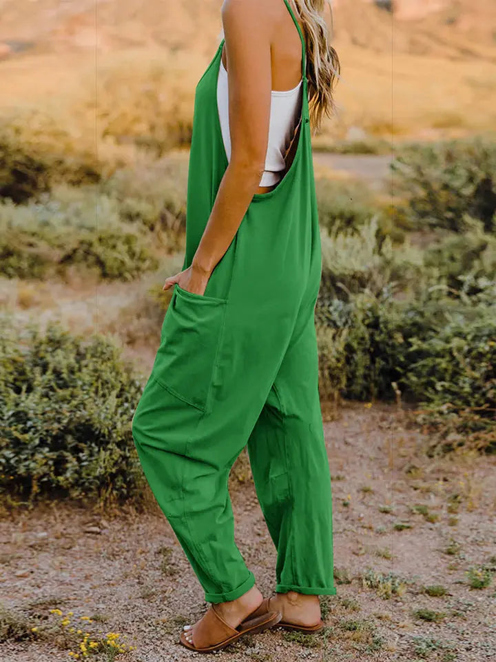 Double Take Full Size Sleeveless V-Neck Pocketed Jumpsuit - Beautifeye Boutique