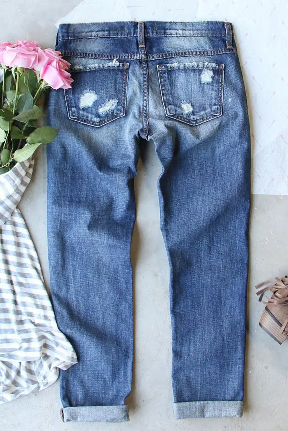 Distressed Skeleton Pattern Jeans with Pockets - Beautifeye Boutique