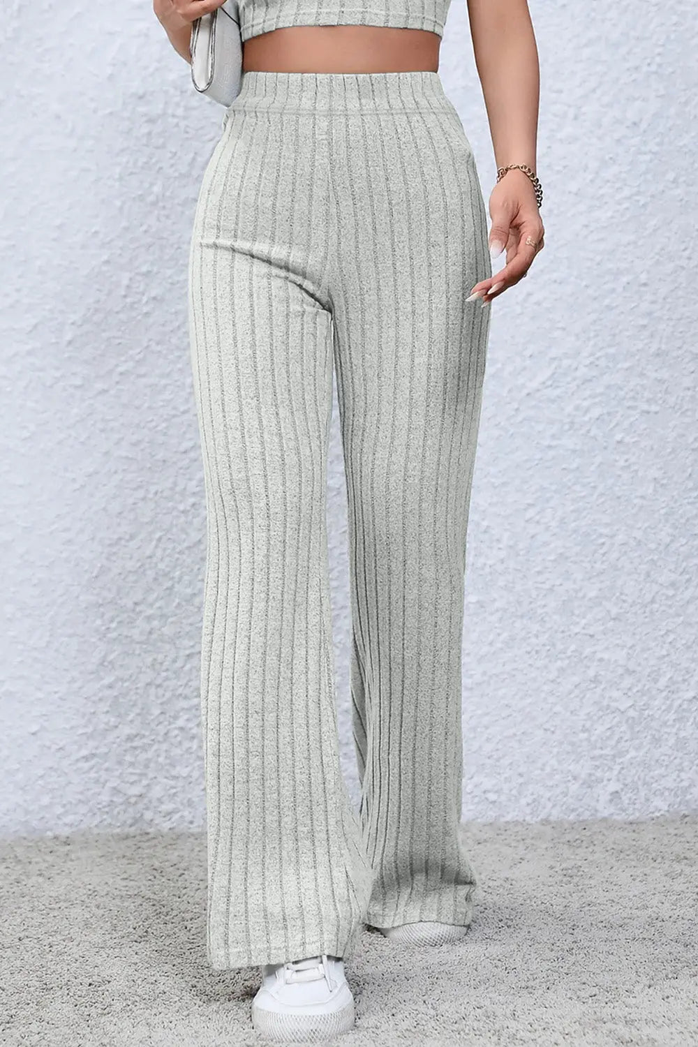 Basic Bae Ribbed High Waist Flare Pants - Beautifeye Boutique