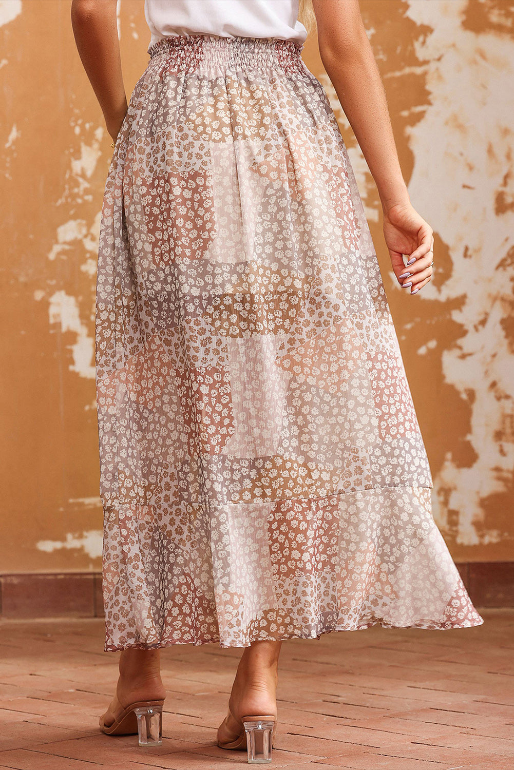 Floral Buttoned Front Slit Skirt - Beautifeye Boutique
