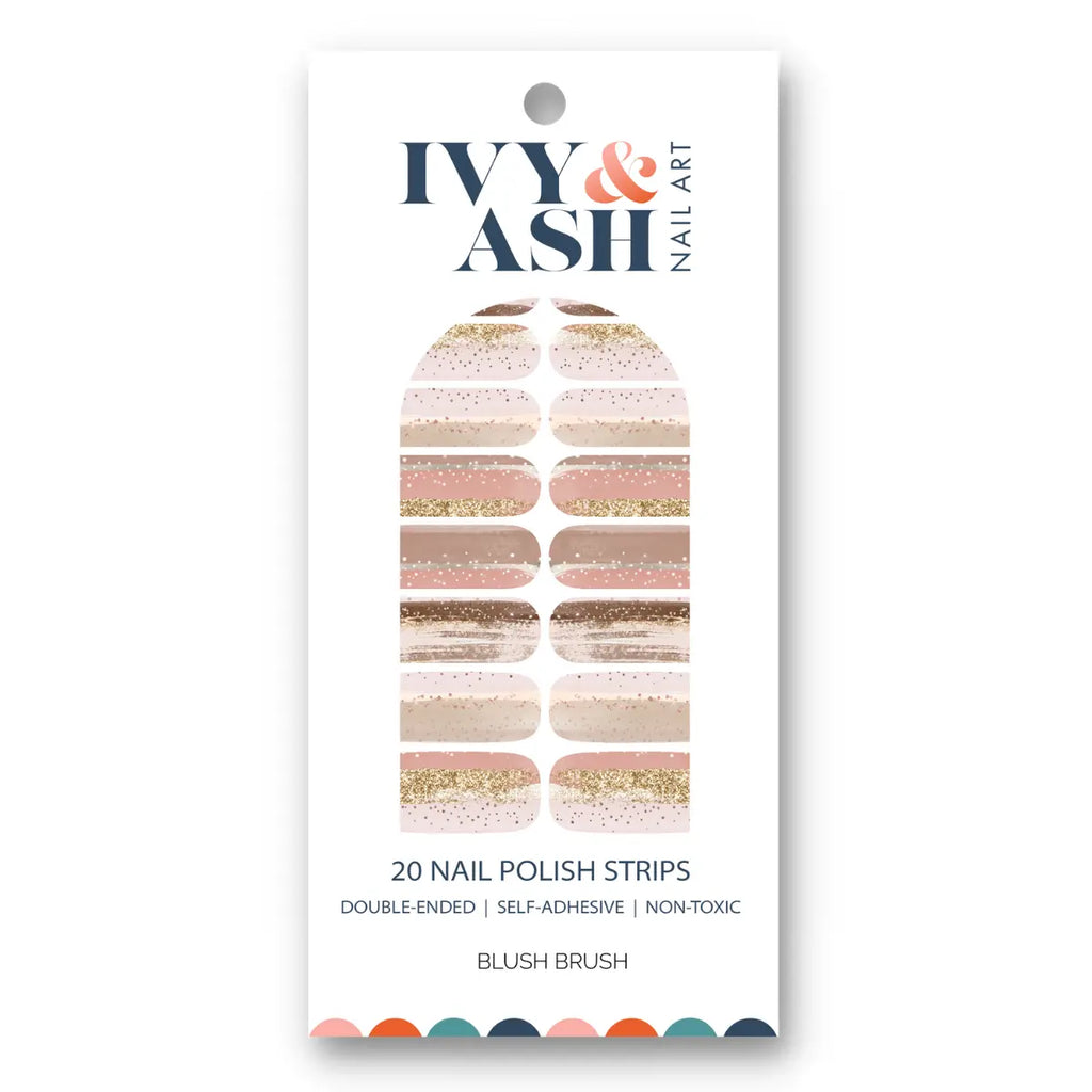 Blush Brush | Neutral Brush Stroke Gold Glitter Nail Wrap - Beautifeye Boutique