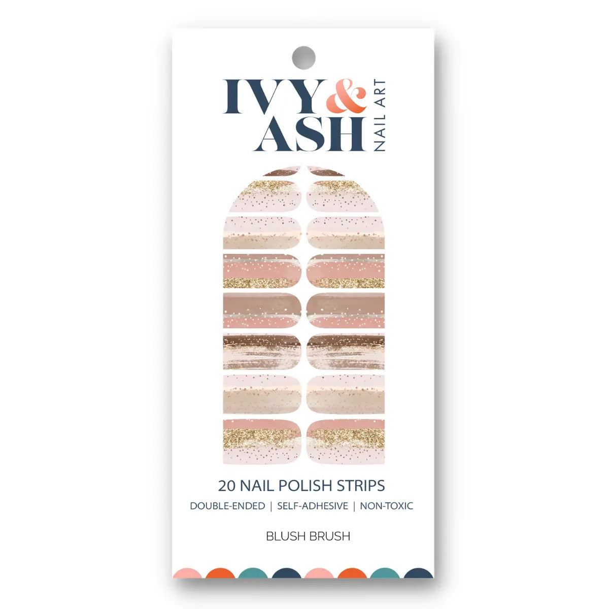 Blush Brush | Neutral Brush Stroke Gold Glitter Nail Wrap - Beautifeye Boutique