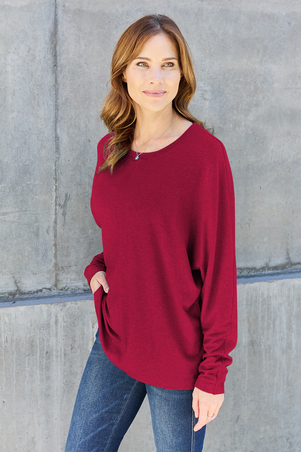 Double Take Full Size Round Neck Long Sleeve T-Shirt - Beautifeye Boutique