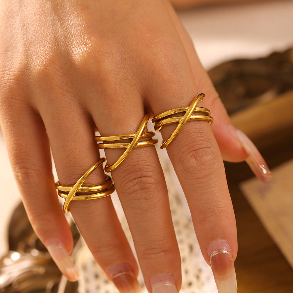 18K Gold-Plated Crisscross Ring - Beautifeye Boutique
