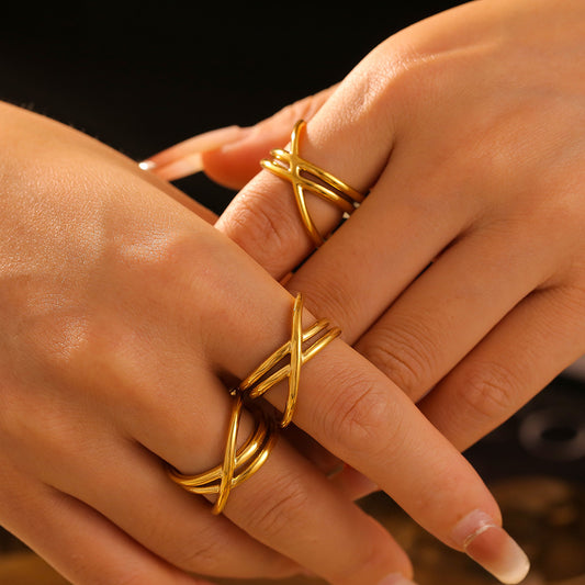 18K Gold-Plated Crisscross Ring - Beautifeye Boutique
