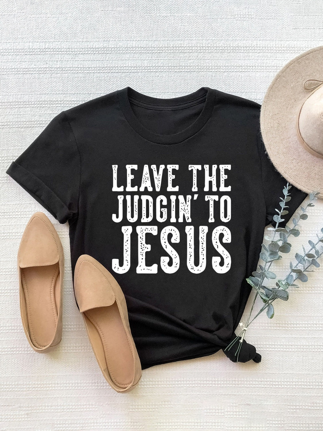 Letter Graphic Round Neck Short Sleeve T-Shirt - Beautifeye Boutique