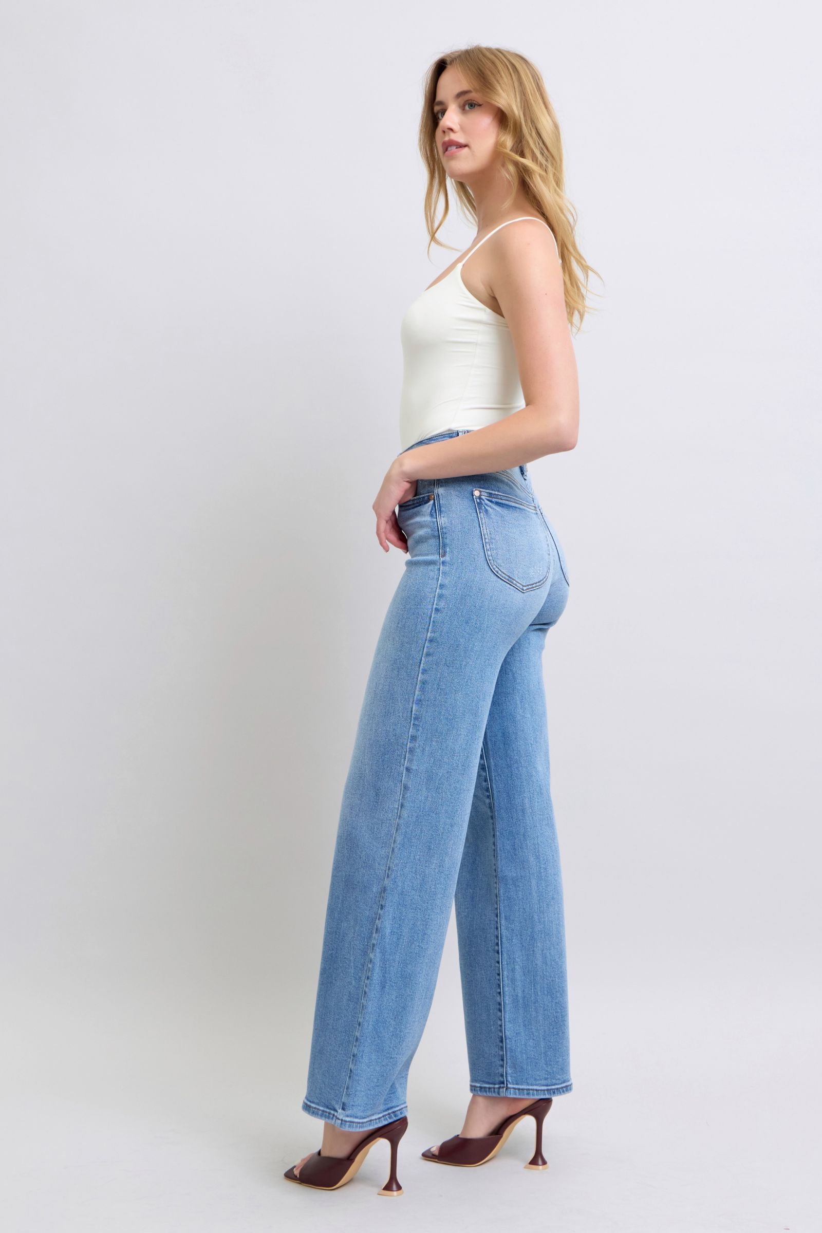 Judy Blue Full Size Wide Leg Jeans with Pockets - Beautifeye Boutique