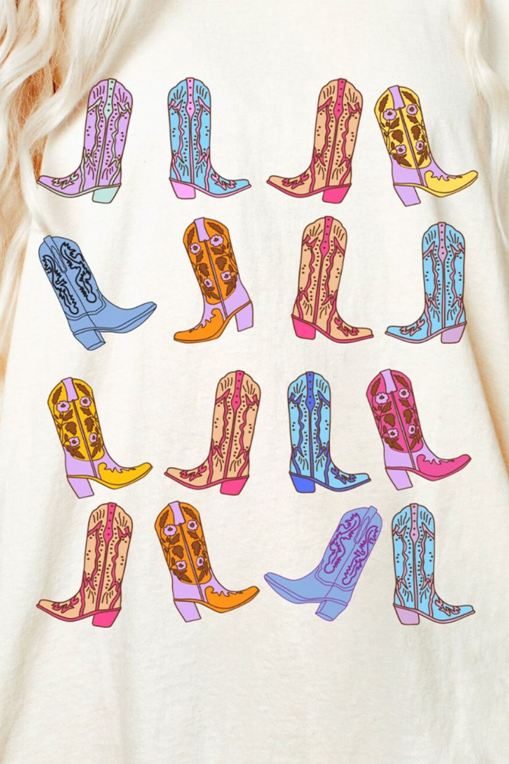 Boots Round Neck Half Sleeve Oversize T-Shirt - Beautifeye Boutique