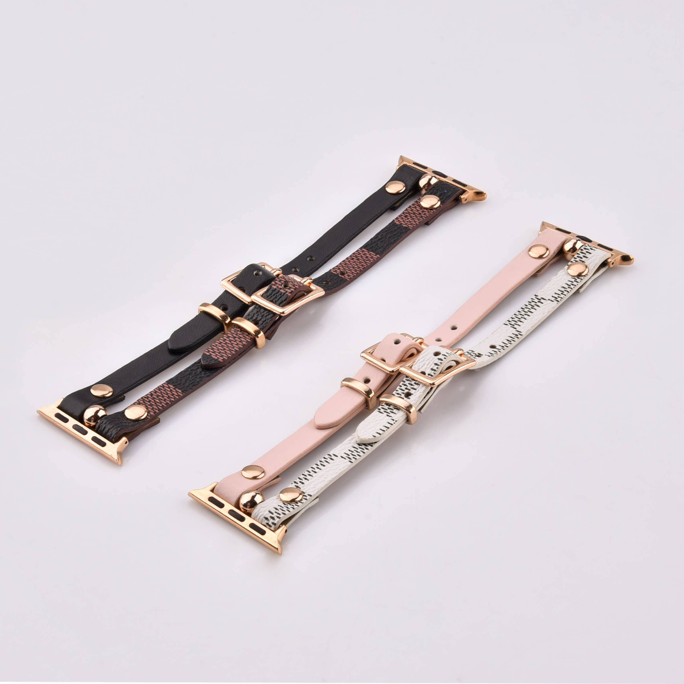 Damier Checkered Apple Watch Band Leather Strap