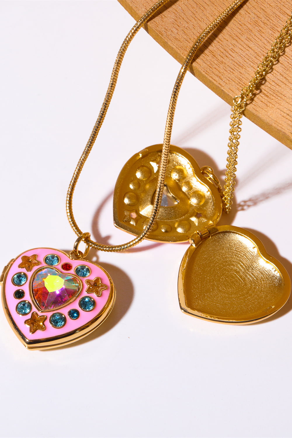 Rhinestone Decor Heart Box Pendant Necklace - Beautifeye Boutique