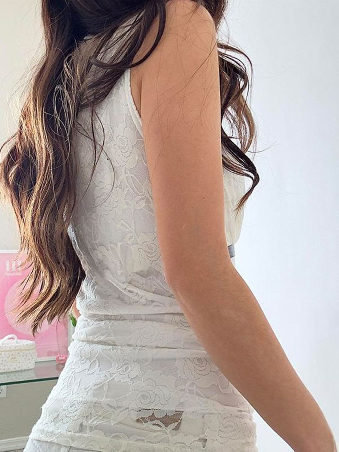 Devine Ribbon Tied Lace Surplice Tank - Beautifeye Boutique