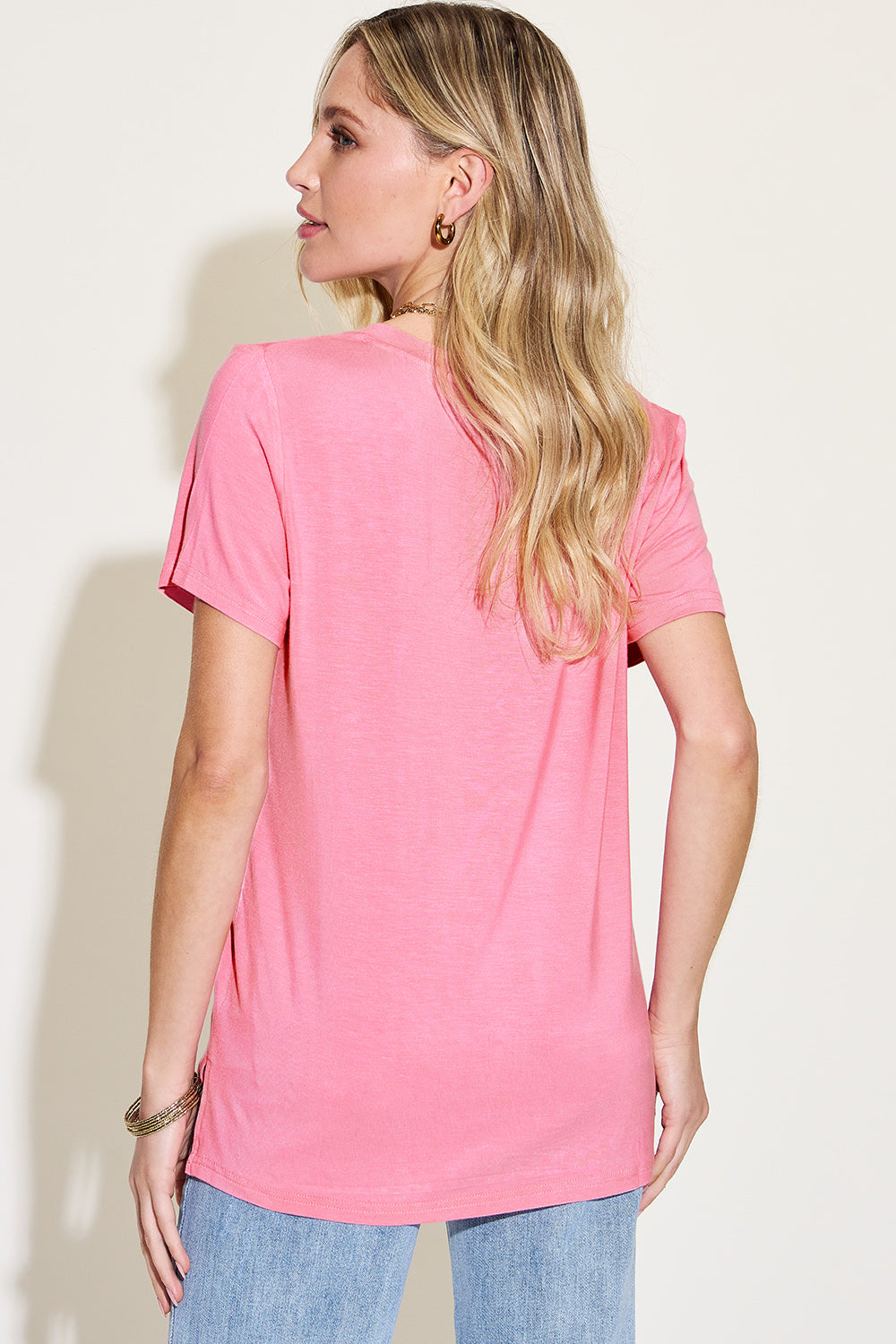 Basic Bae V-Neck High-Low T-Shirt - Beautifeye Boutique