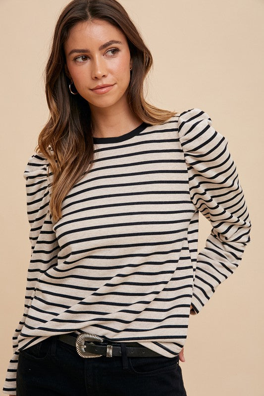 Annie Wear Puff Sleeve French Terry Top - Beautifeye Boutique