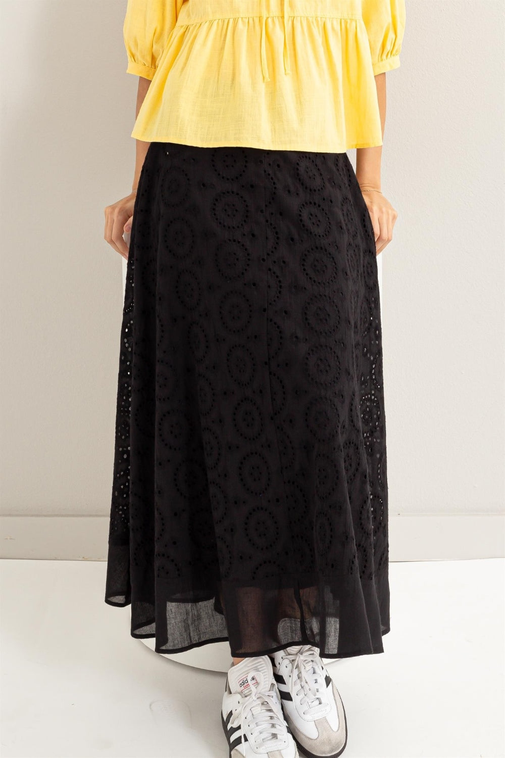 HYFVE Eyelet High-Waist Midi Skirt - Beautifeye Boutique