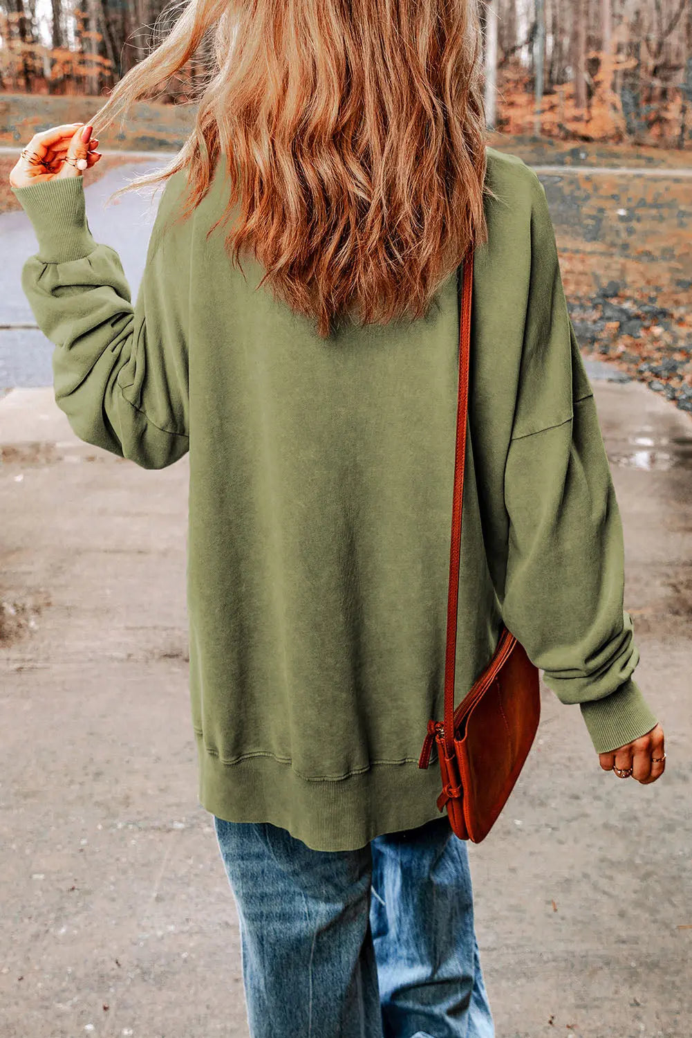 Dropped Shoulder Round Neck Long Sleeve Blouse - Beautifeye Boutique