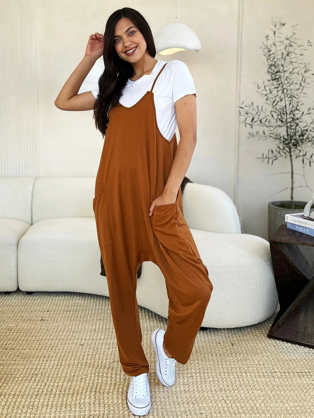 Double Take Full Size Sleeveless V-Neck Pocketed Jumpsuit - Beautifeye Boutique