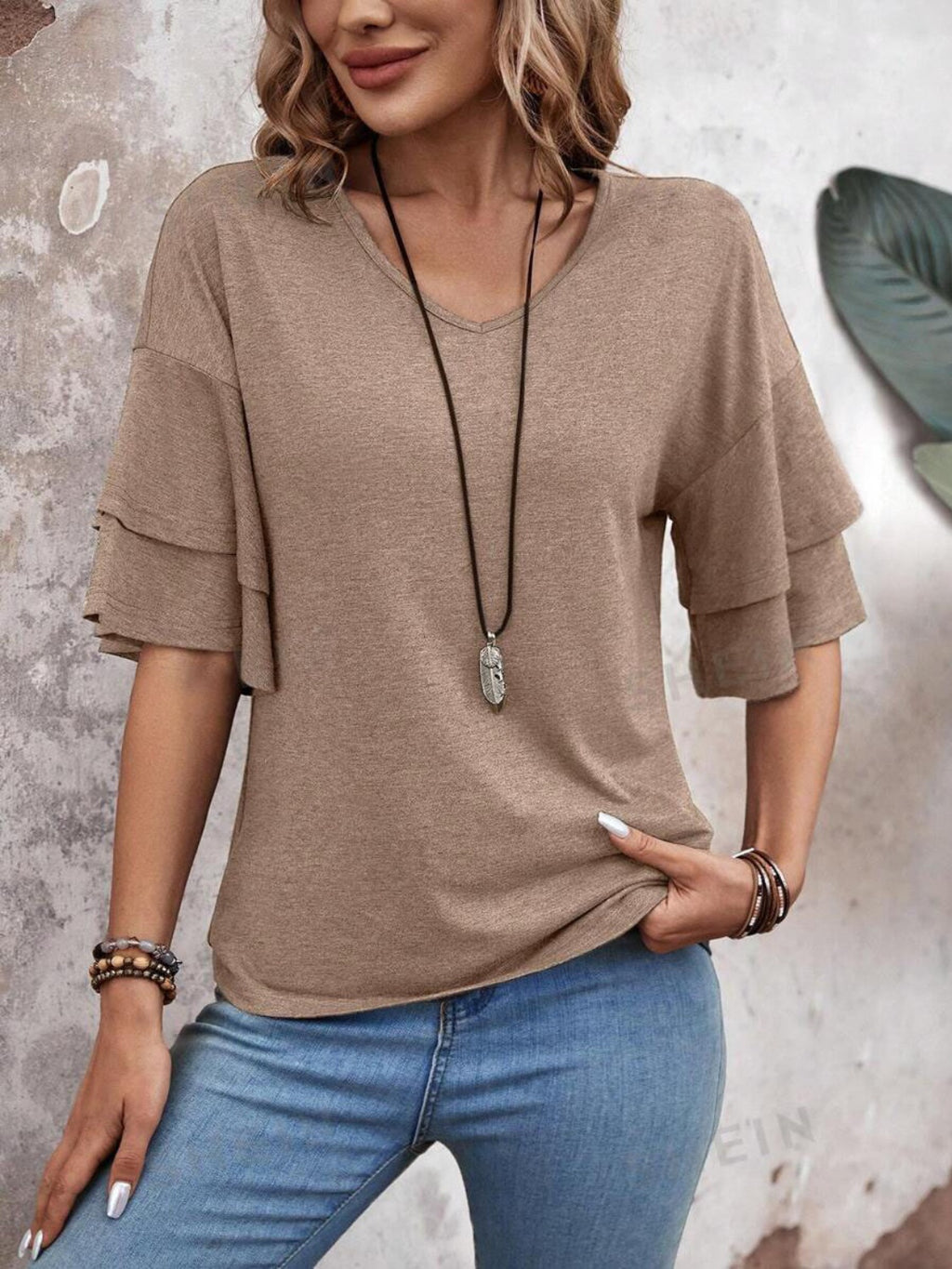 V-Neck Half Sleeve Blouse - Beautifeye Boutique