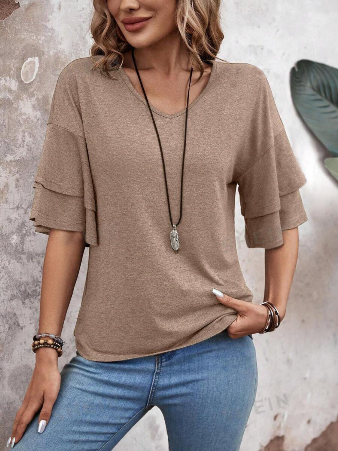 V-Neck Half Sleeve Blouse - Beautifeye Boutique