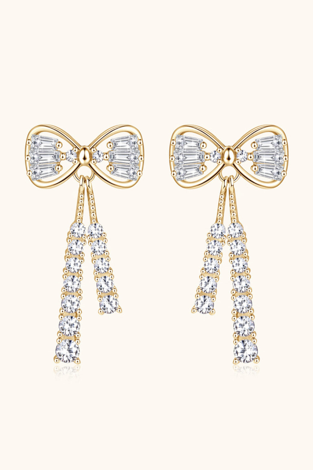 1.12 Carat Moissanite 925 Sterling Silver Bow Earrings - Beautifeye Boutique