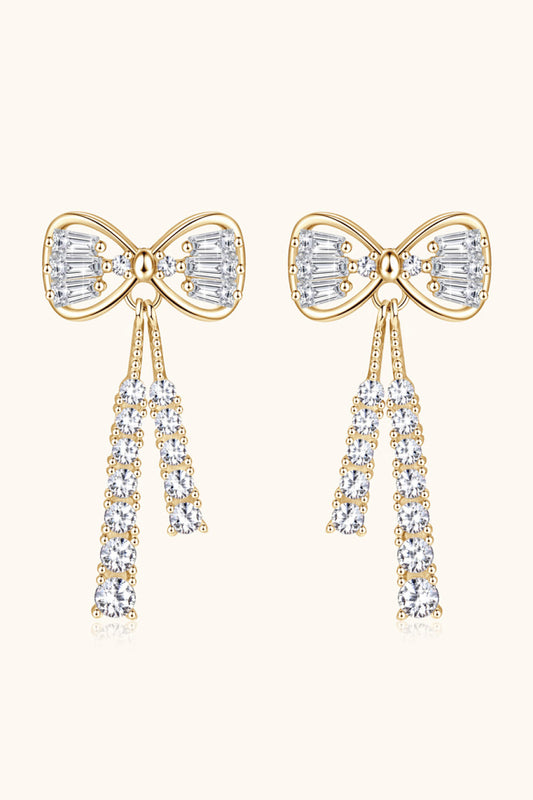 1.12 Carat Moissanite 925 Sterling Silver Bow Earrings - Beautifeye Boutique