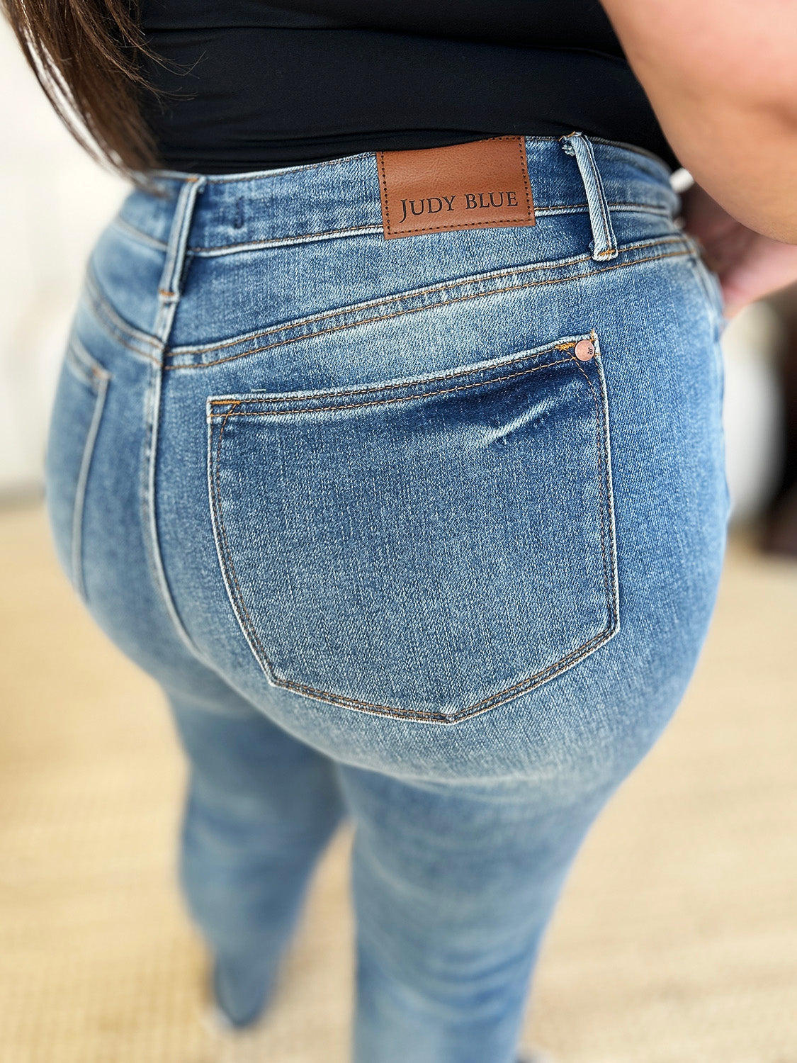 Judy Blue Full Size Mid Rise Rigid Magic Release Hem Jeans - Beautifeye Boutique