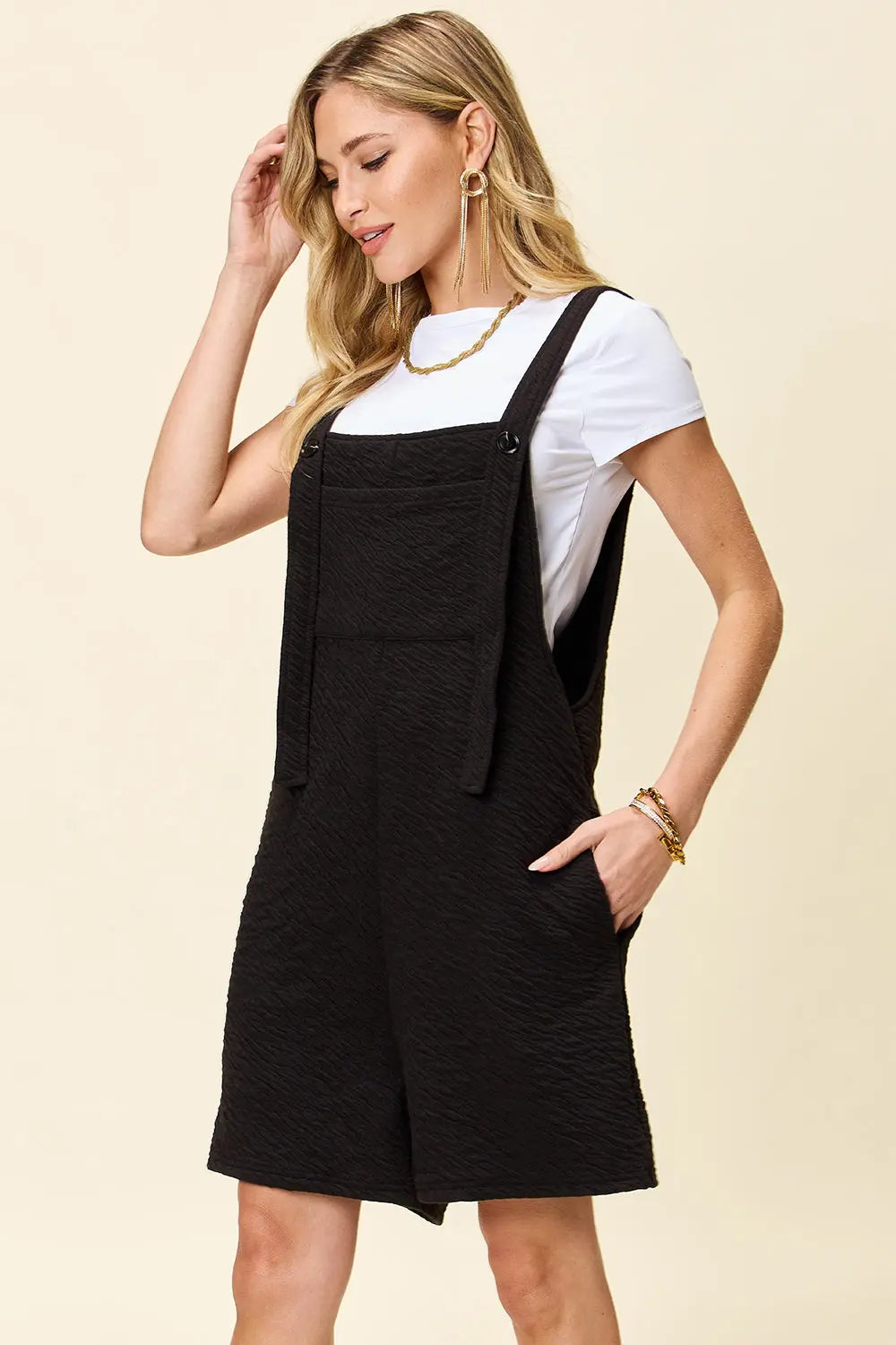 Double Take Full Size Texture Square Neck Romper - Beautifeye Boutique