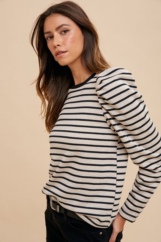 Annie Wear Puff Sleeve French Terry Top - Beautifeye Boutique