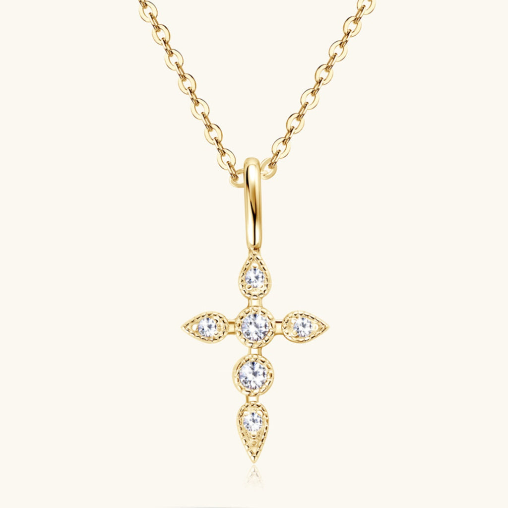 .925 Sterling Silver Moissanite Cross Pendant Necklace - Beautifeye Boutique