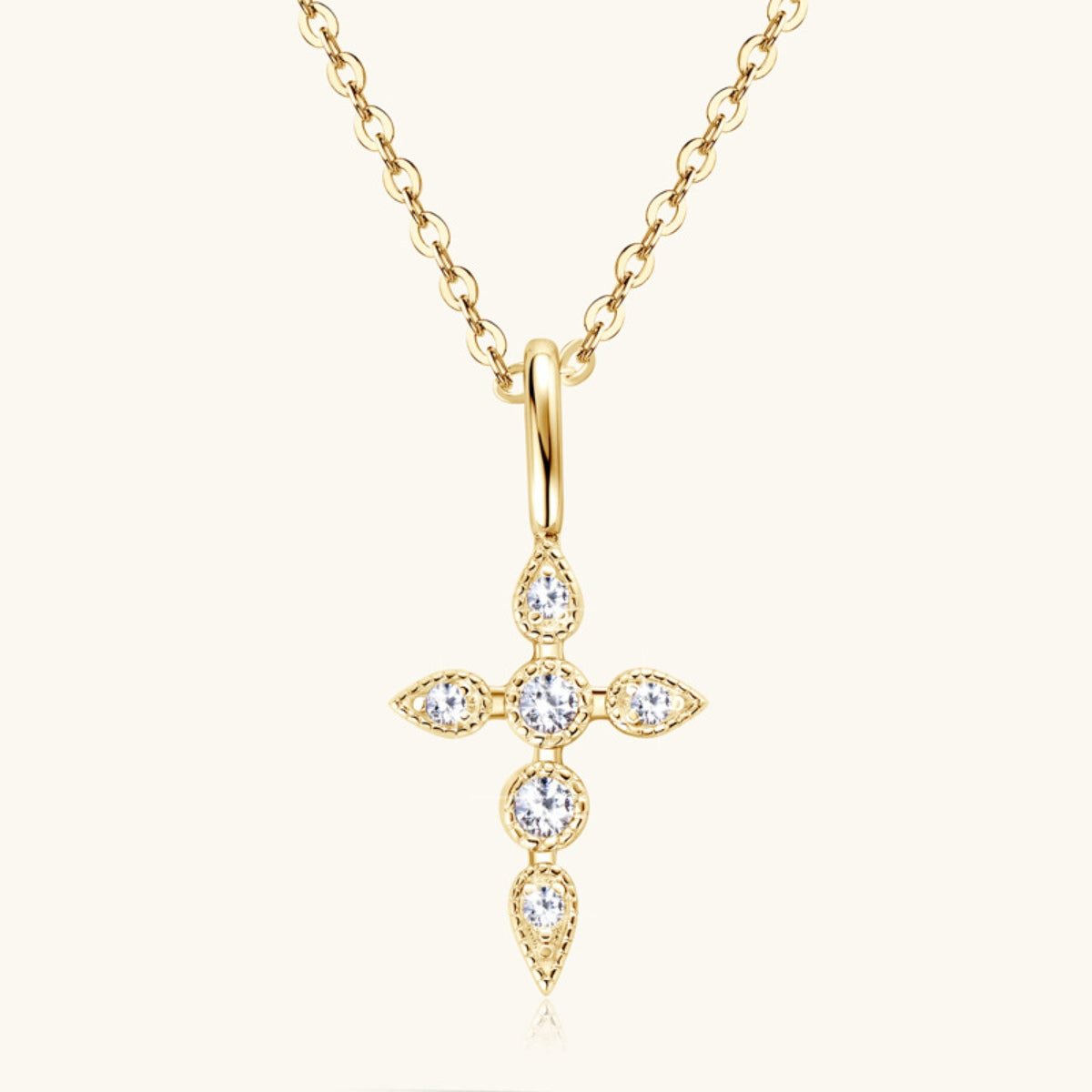 .925 Sterling Silver Moissanite Cross Pendant Necklace - Beautifeye Boutique