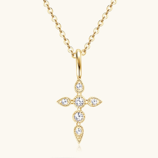 .925 Sterling Silver Moissanite Cross Pendant Necklace - Beautifeye Boutique