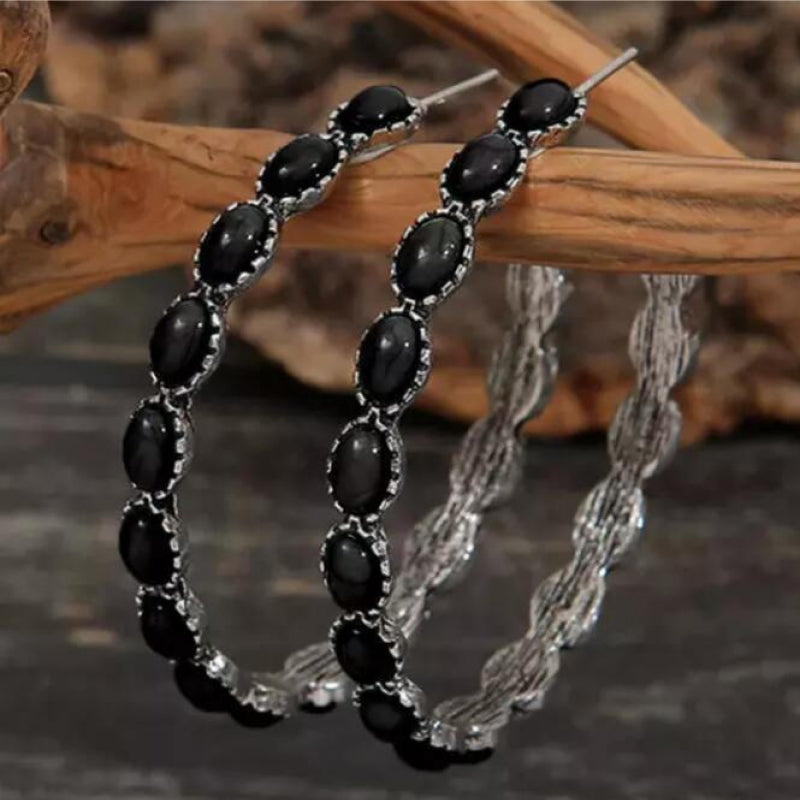 Artificial Turquoise C-Hoop Earrings - Beautifeye Boutique