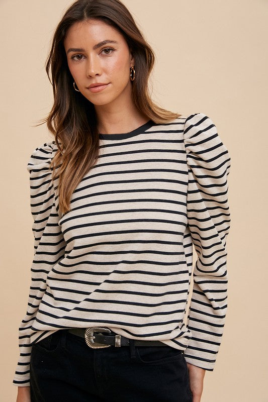 Annie Wear Puff Sleeve French Terry Top - Beautifeye Boutique