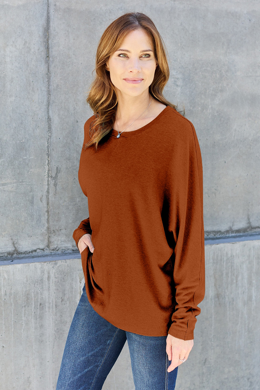 Double Take Full Size Round Neck Long Sleeve T-Shirt - Beautifeye Boutique