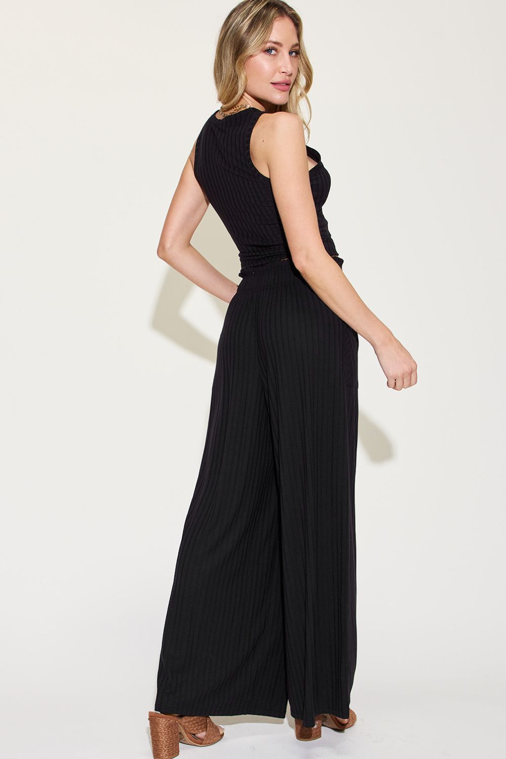 Basic Bae Ribbed Tank and Wide Leg Pants Set - Beautifeye Boutique