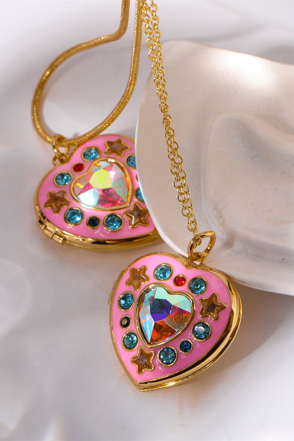 Rhinestone Decor Heart Box Pendant Necklace - Beautifeye Boutique