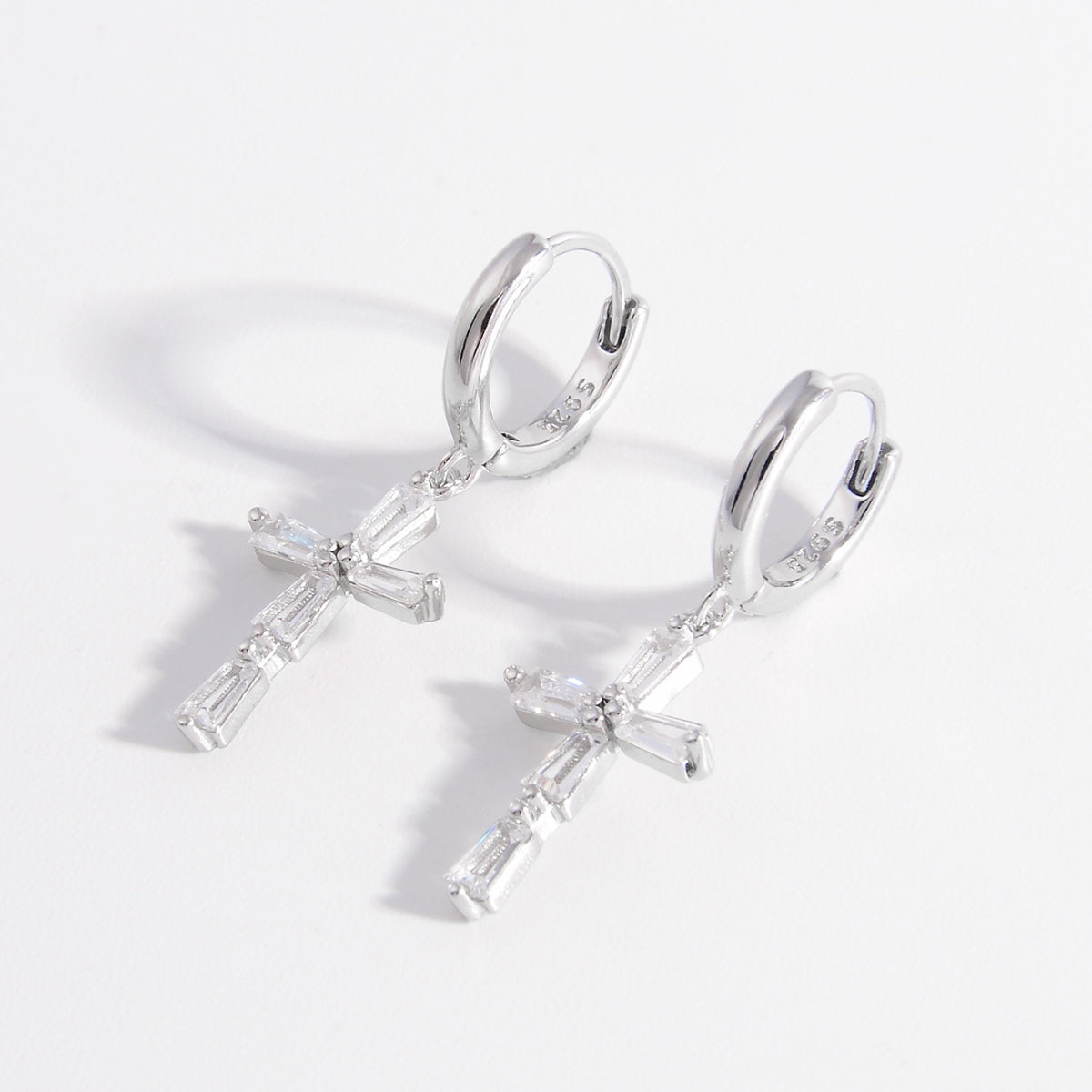 .925 Sterling Silver Zircon Cross Earrings - Beautifeye Boutique