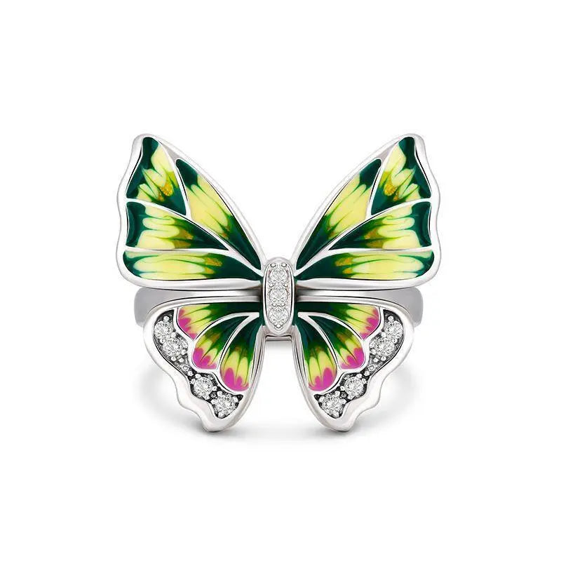 Colorful Butterfly Drop Oil Slightly Inlaid With White Stone Necklace - Beautifeye Boutique